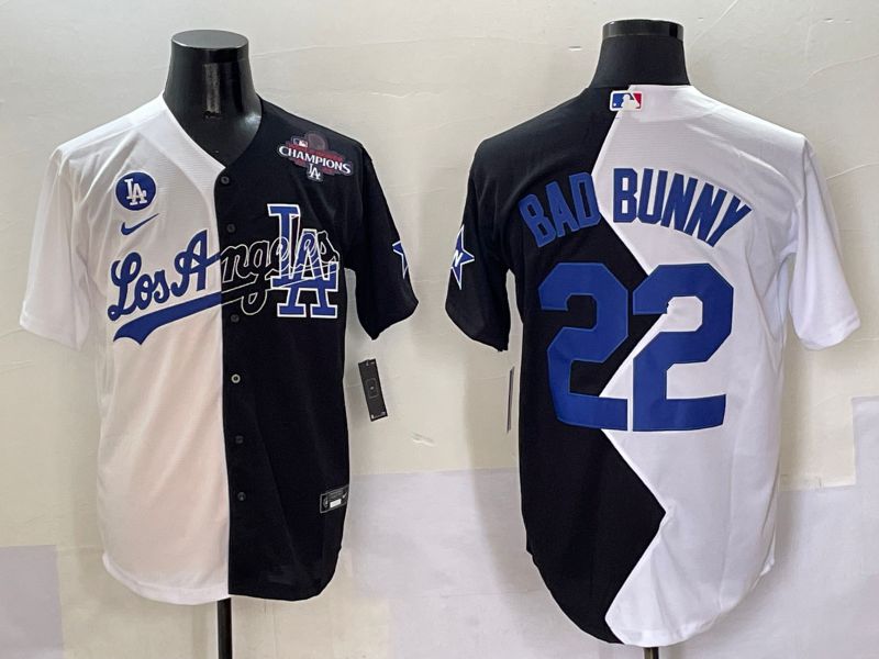 Men Los Angeles Dodgers #22 Bad bunny Black White Game Nike 2025 MLB Jersey style 9->los angeles dodgers->MLB Jersey